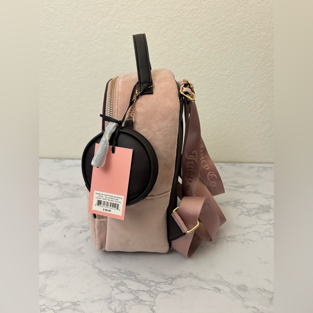 NWT Juicy Couture Cafe Dusty Blush Queen Of Everything Backpack Change Purse - Picture 2 of 10